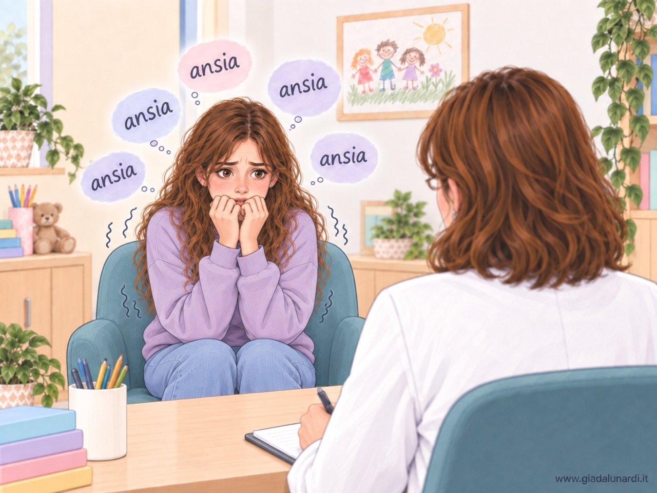 Disturbi d'ansia in adolescenza: la dottoressa Giada Lunardi durante un colloquio con una ragazza